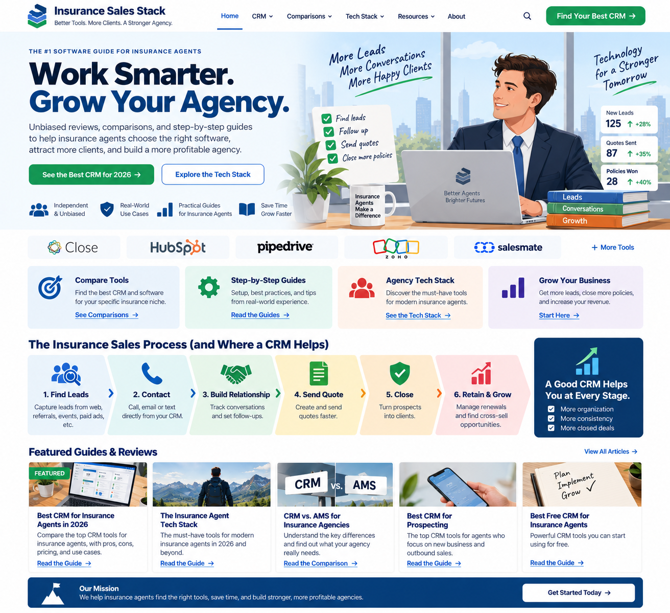 Insurance agent using CRM and sales software
